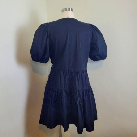 JCrew Puff Sleeve Wrap Tiered Dress Size Medium - Picture 9 of 15